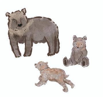 ヒグマの親子 ヒグマ,熊,親子,動物,野生動物,生き物,自然のイラスト素材