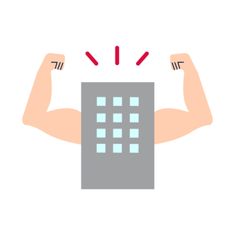 元気な会社のイメージイラスト 元気,会社,強い,健康,好業績,強さ,堅実,イラスト,ビル,建築のイラスト素材