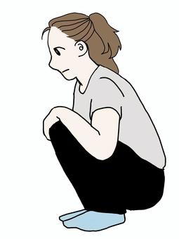 Illustration, people, female, squat, 