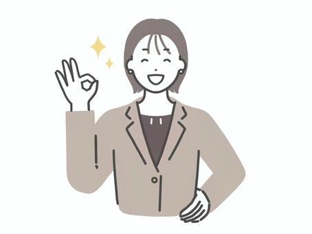 OKサインを出すスーツの女性 女性,人物,若い,大人,スーツ,会社員,ok,了解,いいね,正解のイラスト素材