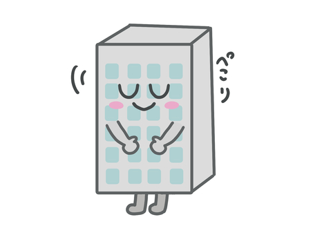 お辞儀をするビル お辞儀,ビル,マンション,会社,ありがとう,お礼,感謝,丁寧,挨拶,お詫びのイラスト素材