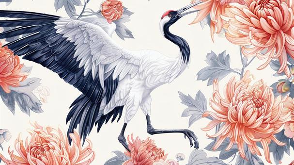 Crane and flower illustration-01, JPG Crane and flower illustration-01, crane, flower, lucky goods, JPG