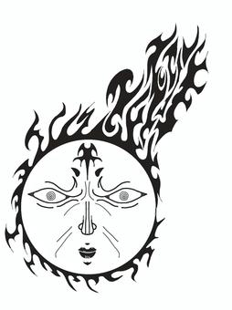 トライバル・太陽 トライバル,タトゥー,太陽,プロミネンス,顔のイラスト素材