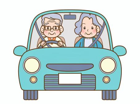 自動車に乗る高齢夫婦：夫が運転 高齢者,運転,運転手,ドライバー,免許,運転免許,夫婦,シートベルト,おじいさん,おばあさんのイラスト素材
