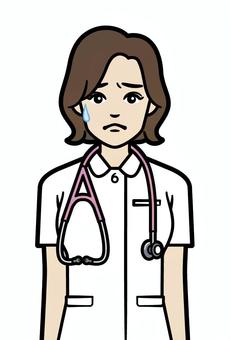 A young female nurse with a troubled expression, , JPG, PNG và AI