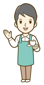 コーヒーカップを持つ男性店員_25 ビジネス,男性,人物,人,キッチンカー,カフェ,コーヒー,ココア,紅茶,仕事のイラスト素材