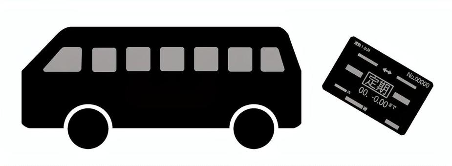 バスと定期券 定期券,バス,大型,公共交通,シルエット,運転,乗車,交通,アイコン,シンプルのイラスト素材