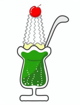 生クリームたっぷりのクリームソーダー クリームソーダー,生クリーム,山盛り,たっぷり,たくさん,サクランボ,メロンソーダー,飲み物,アイス,炭酸飲料のイラスト素材