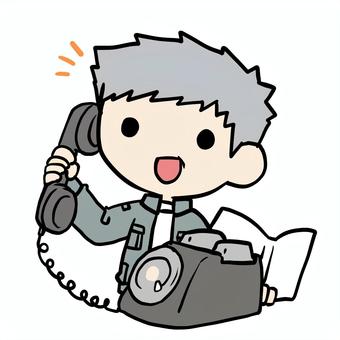 黒電話をかけるおじいさん おじいさん,黒電話,通話,話,家電,ダイヤル式,注文,アナログ,発注,電話のイラスト素材