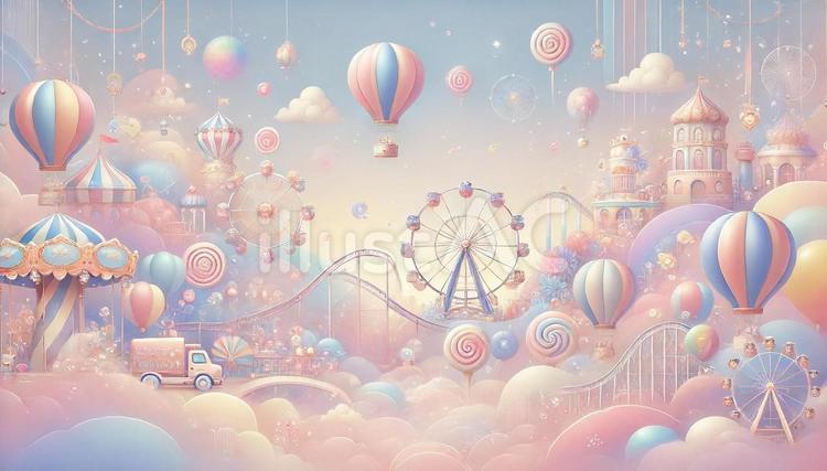 夢背景（遊園地 背景,パステル,壁紙のイラスト素材