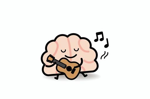 脳みそさん★ギターを弾く 脳みそ,音楽,ギター,アコースティック,弾く,音符,脳のイラスト素材