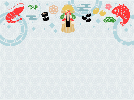 正月に使えるフレーム背景16 正月,元日,和,1月,年賀状,シンプル,鯛,おせち,祝い,えびのイラスト素材