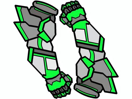ガントレットのアイコン『緑』 ガントレット,鎧,腕用,装備,防具,頑丈,両腕,モチーフ,カラー,ゲームのイラスト素材
