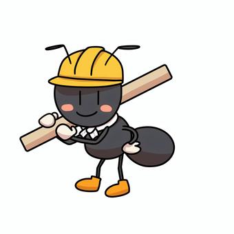 アリの工事 アリ,工事,作業員,ヘルメット,建設,仕事,働くのイラスト素材
