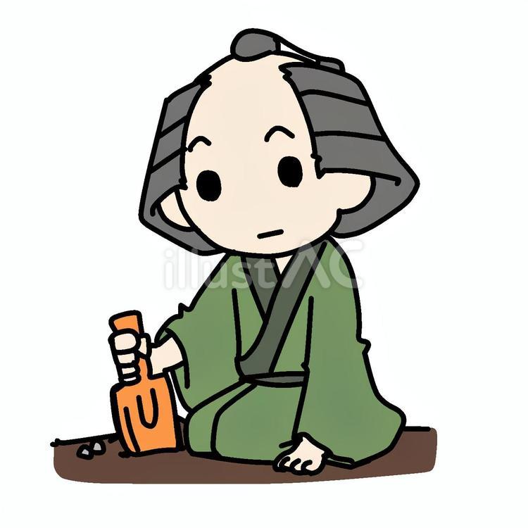 スコップで土を掘る町民 町民,スコップ,土のイラスト素材
