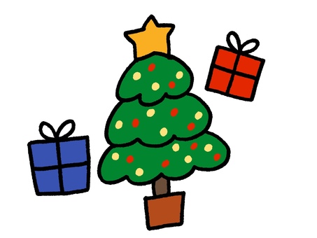 12月のカレンダー挿絵（月なし） 12月,クリスマス,クリスマスツリー,プレゼント,冬,カレンダー,暦,月,年間,スケジュールのイラスト素材