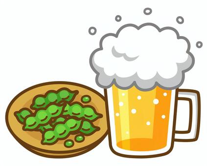 ビールと枝豆 ビール,生ビール,お酒,酒,飲酒,アルコール,発泡酒,飲み物,飲料,枝豆のイラスト素材