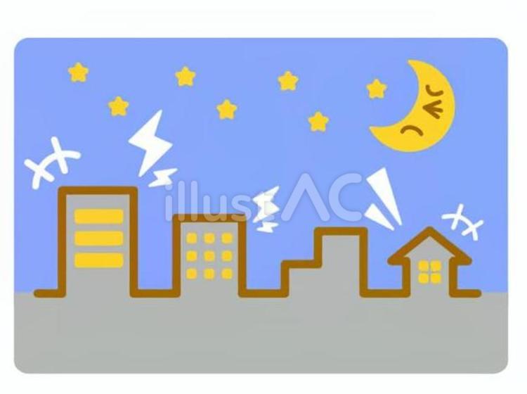 街の騒音　月がしんどいバージョン 騒音,夜,公害のイラスト素材