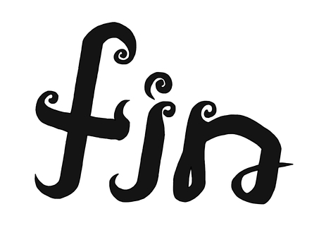 『fin』のロゴ fin,ロゴ,文字,フランス語,単語,レタリング,カリグラフィ,アルファベット,黒,手描きのイラスト素材