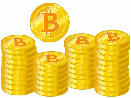 たくさんのビットコイン ビットコイン,暗号資産,仮想通貨,たくさん,積み上げる,コイン,資産,投資,運用,金色のイラスト素材