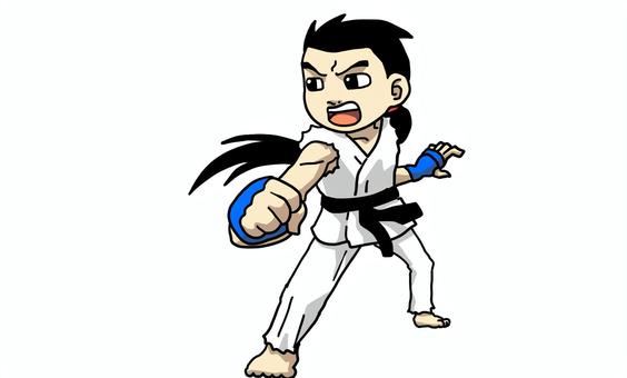 道着をきた格闘技の戦士 道着,グローブ,格闘技,男性,デフォルメ,ベクター,商用フリーのイラスト素材