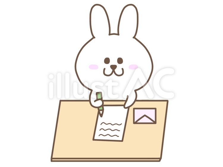 手紙を書くうさぎ/封筒 うさぎ,手紙,書類のイラスト素材