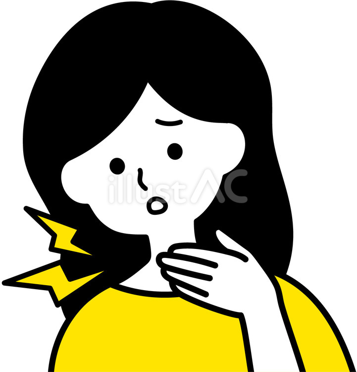 のどの痛み　風邪のひき始め　手を当てる 風邪,症状,のどのイラスト素材