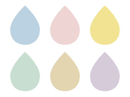 しずく型フレームセット　くすみカラー しずく,セット,水,雨,フレーム,枠,手描き,クレヨン,見出し,タイトルのイラスト素材