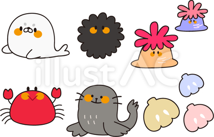 【素材|セット】ゆるかわな海の生き物達2