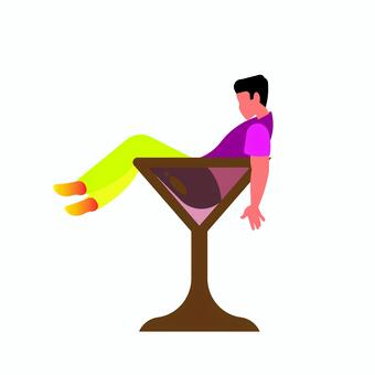 人物 021 男性,人物,座る,グラス,カクテル,お酒,リラックス,イラスト,飲み物,ライフスタイルのイラスト素材