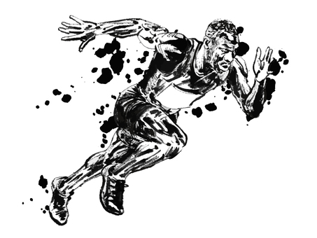 ランナー アスリート,スプリンター,陸上,競争,スポーツ,水墨画,ベクター,透過のイラスト素材