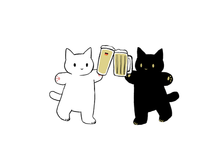 乾杯ねこ（ドイツビール） オクトーバーフェスト,ねこ,乾杯,ビール,ジョッキ,ドイツ,飲酒,飲み会,忘年会,新年会のイラスト素材