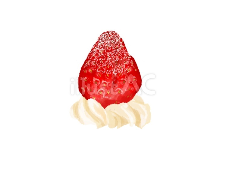 生クリームとイチゴ（粉糖付） イチゴ,生クリーム,粉糖のイラスト素材