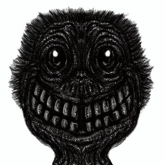 猿のような祟り神またはヒサルキや狒々の頭 祟り神,ヒサルキ,狒々,荒神,怪異,妖怪,化け物,妖魔,猿,ホラーのイラスト素材