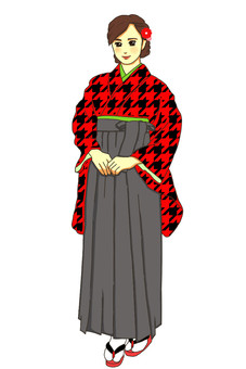 Illustration, hakama, kimono, female, 