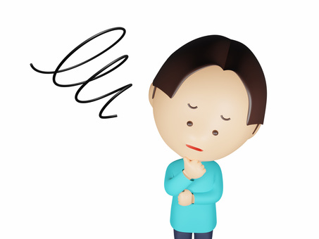 手を顎に当てて悩む男性上半身・背景透過 中年,男性,悩む,不安,顔,中年男性,困り,一人,イラスト,シンプルのイラスト素材