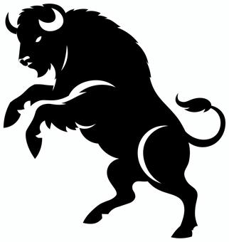 雄牛　シルエット 雄牛,牛,闘牛,バッファロー,シルエット,黒塗り,影,白背景,モノクロ,アイコンのイラスト素材