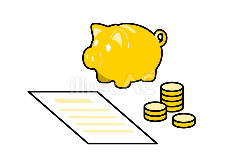 貯金と書類のイラスト02 ビジネス,現金,お金のイラスト素材