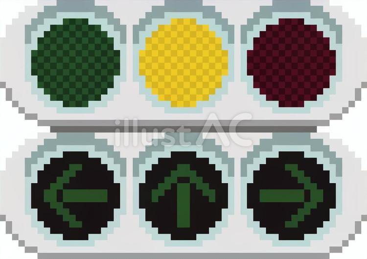 ドット絵の信号機の黄色です。 ドット絵,信号機,シンプルのイラスト素材