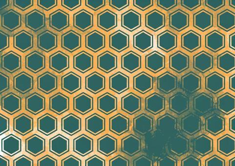 緑とオレンジのマーブルハニカムテクスチャ マーブル,和柄,亀甲,パターン,テクスチャ,ハニカム,六角形,幾何学,繰り返し,背景のイラスト素材