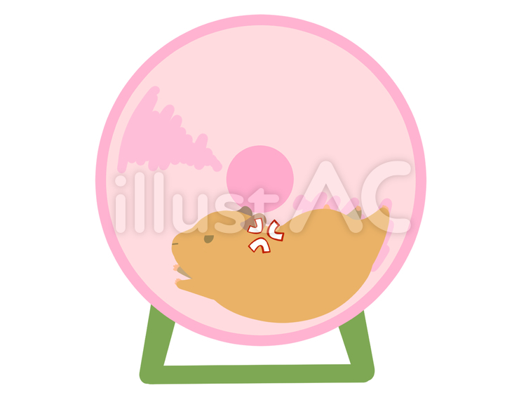 怒って回し車を回すハムスター ハムスター,動物,どうぶつのイラスト素材