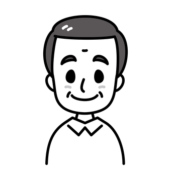 おじいさん　ほほえみ　白黒 おじいさん,白黒,高齢者,ほほえみ,男性,微笑,笑顔,顔,シニア,祖父のイラスト素材