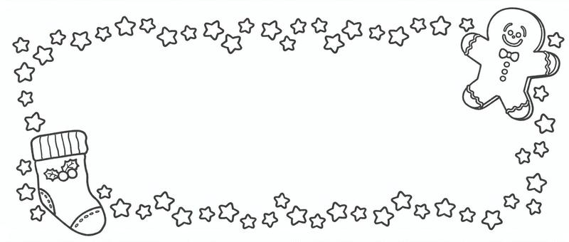 クリスマスのかわいい白黒手描きフレーム5