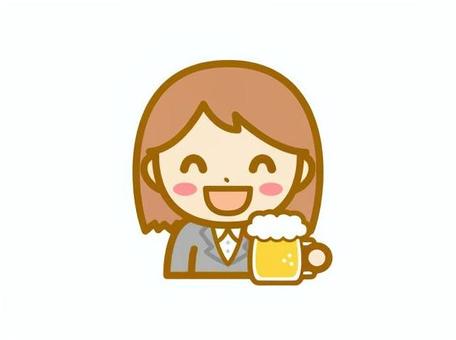 OL ビールを飲む