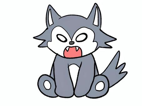 かわいいオオカミ オオカミ,かわいい,手描き,動物,肉食のイラスト素材