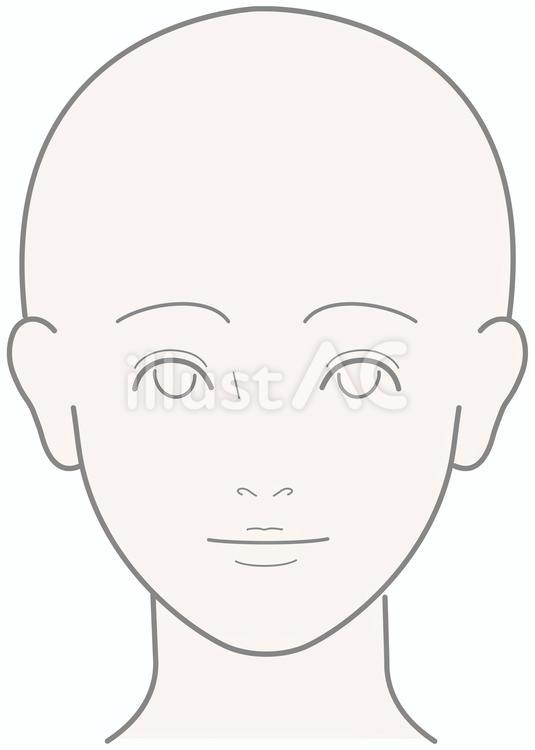顔　カラー線画　正面 人,顔,顔面のイラスト素材