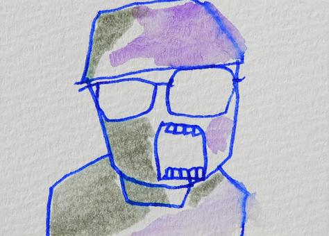 眼鏡をかけた驚く人 顔,人物,眼鏡,帽子,口,あける,歯,びっくり,驚く,アップのイラスト素材