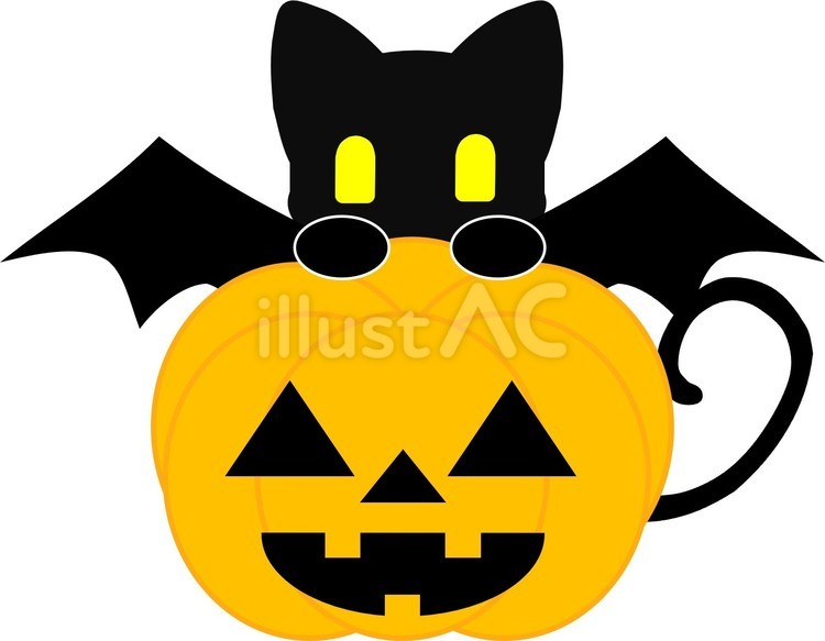 ハロウィン　かぼちゃとねこ ハロウィン,かぼちゃ,パンプキンのイラスト素材