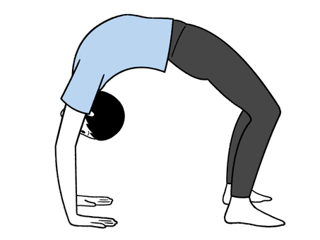 ヨガポーズ_上向きの弓のポーズ_02 手書き,ヨガ,ヨガポーズ,上向きの弓のポーズ,バランス,ストレッチ,フィットネス,健康,体幹,線画のイラスト素材