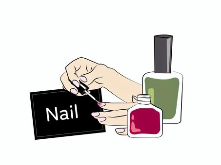 ネイル_文字入り ネイル,マニキュア,手,白背景,ワンポイント,カット,指,瓶,ベクター,挿絵のイラスト素材